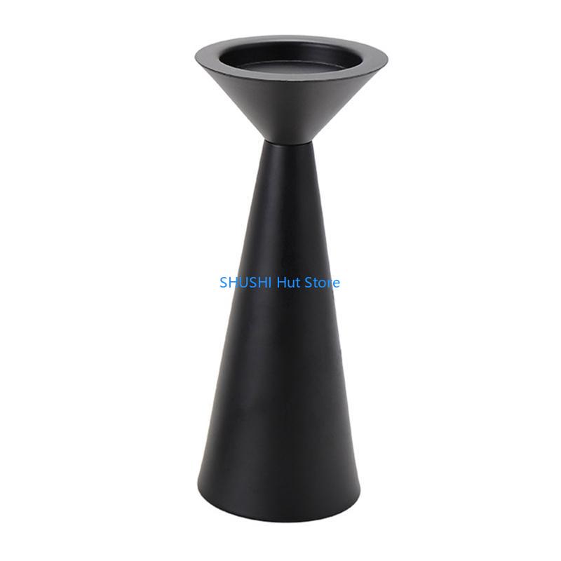 Retro Black Iron Candlestick Candlelight Holder Stand Vintage Candelabra D57B