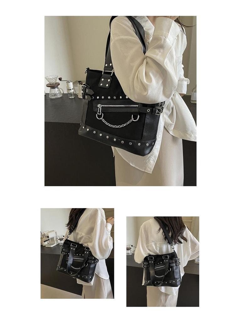 2025 Женская Высококлассная Модная Сумка-Тоут на Плечо с Заклепками