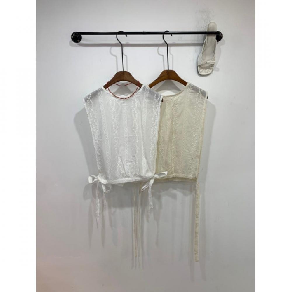 C S In The Room Free Kayo punChIng Embroidery Side Tie SleeveleSS blouSe 2Col