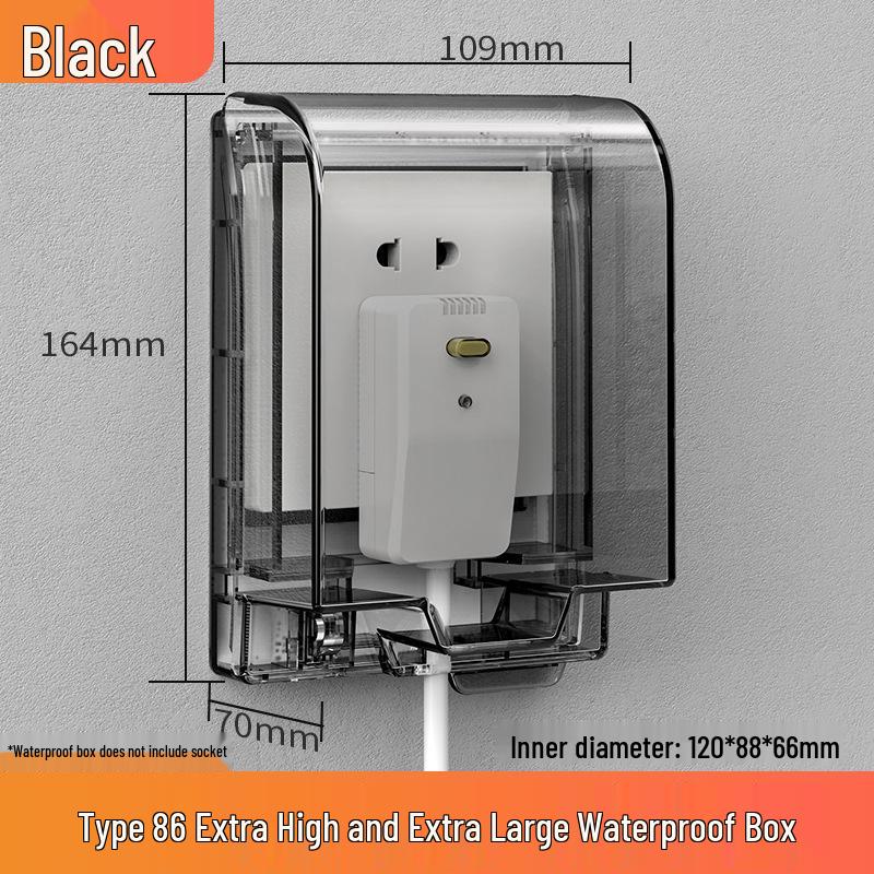 Водонепроницаемая крышка для розетки в ванной комнате, тип 86: Защищенная от детей, клейкая коробка-экран