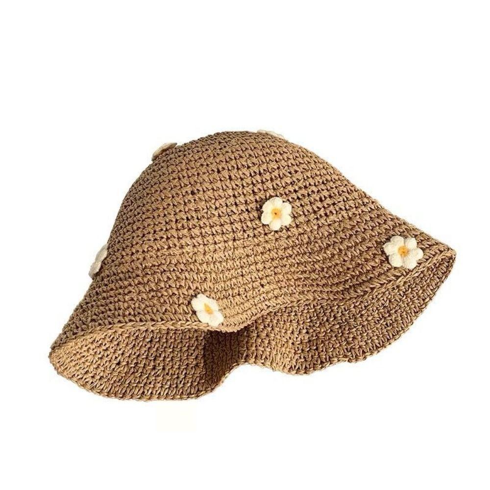 Breathable Lace Brim Sunshade Cap Foldable Straw Sun Hat Fashion Folding Sunshade Hat Travel