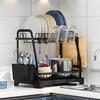 Storage Rack Two-Tier Dish Drying Rack Large Capacity Easy To Install Rust-Resistant