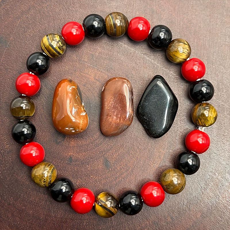 Ювелирные подарки Модный браслет из натурального камня 8 мм для женщин Красная яшма Тигровый глаз Аксессуары