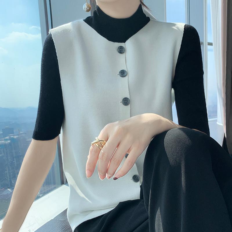 Women's Loose Fit Merino Wool Knit Sleeveless Vest Cardigan - Spring/Summer