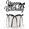 12Pcs Mini Pink Bow And Pearl Cake Toppers, 1 Pc Happy Birthday Sign,Coquette Cake Toppers for Pink Bow Birthday Decorations, Baby Shower, Bridal
