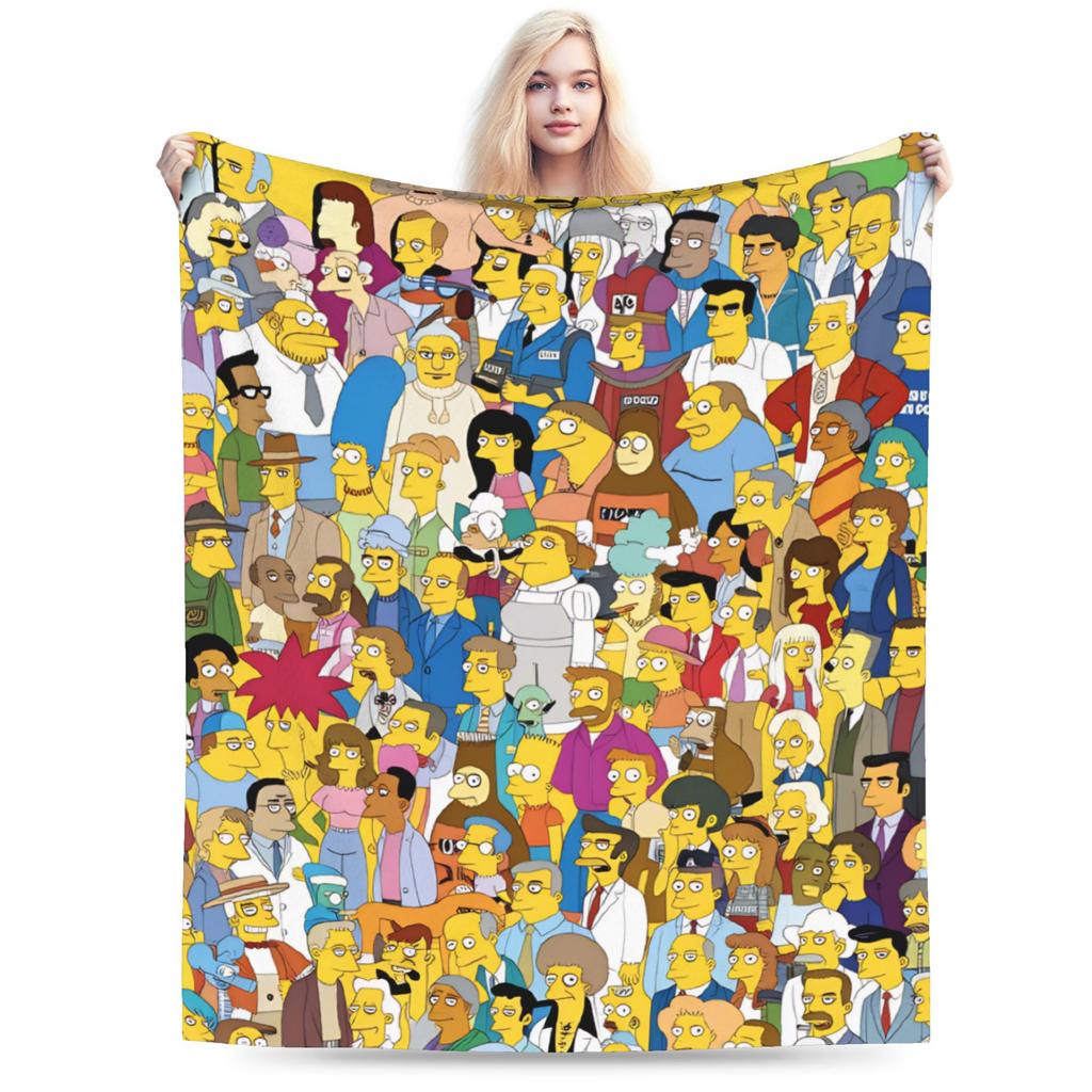 S-Simpsons Lisa Yellow Star Pattern Blankets Quality Soft Cozy Bedding Throws Winter Picnic Couch Bed Funny Bedspread