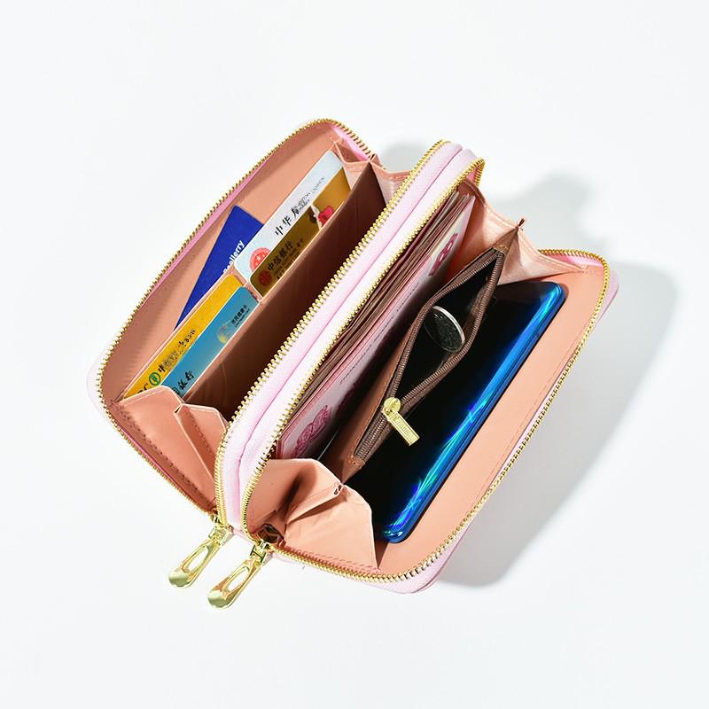 Женский длинный кошелек - двойная молния, большая вместимость с принтом Love, карманный чехол для телефона