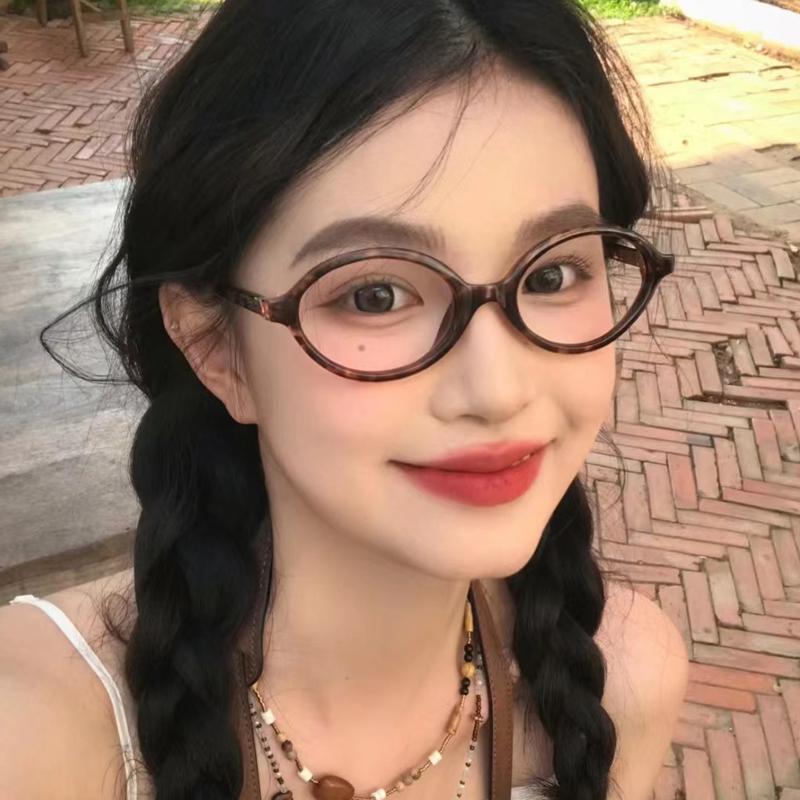 Винтажная художественная эллиптическая оправа Гладкое зеркало Многоцелевые Очки для макияжа Кошачий глаз Защита от синего света 3089