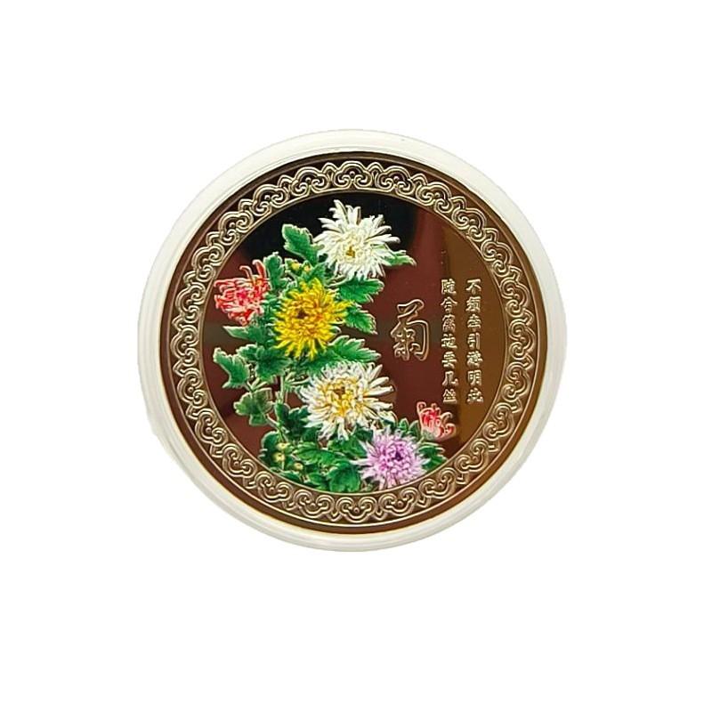 Слива, орхидея, хризантема, бамбук, памятная медаль, цветные монеты, сувениры Четырех благородных, изделия из металла, рождественский подарок