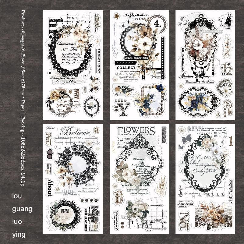 JIANWU Flower Diary Series Vintage Lace Border Landscaping Material Collage Sticker Creative DIY Journal Scrapbooking Stationery