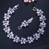 CMM Elegant Leaf Shaped Cubic Zirconia Silver Color Tennis Bracelet