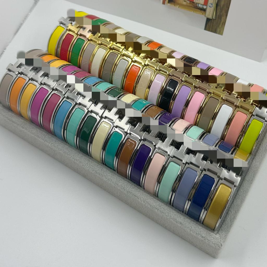 Браслет-бэнгл из эмалированной титановой стали 12 мм с буквой H - Европейский и американский модный браслет