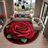 Нескользящий коврик для пола «Роза» Впитывающий 23,6 x 23,6 дюйма Цветочный ковер Круглый 3D Износостойкий Дверной уплотнитель для гостиной спальни