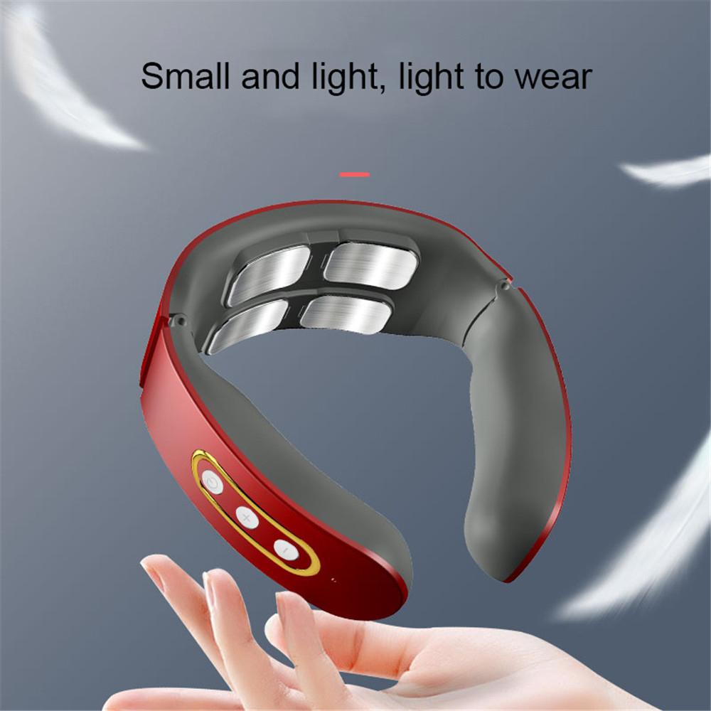 EMS Electric Neck Massager 6 Modes 9 Gears Neck Shoulder Massage Wireless Cervical Spine Massager Heating Physiotherapy Pain Relief