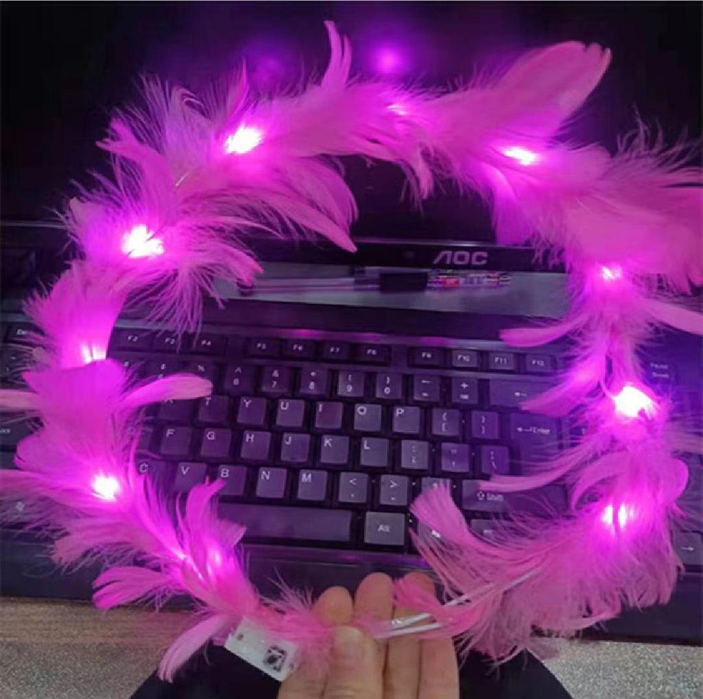 Angel Halo Glow Headband with Fairy Wings - Feather & Silk Christmas Hair Accessory