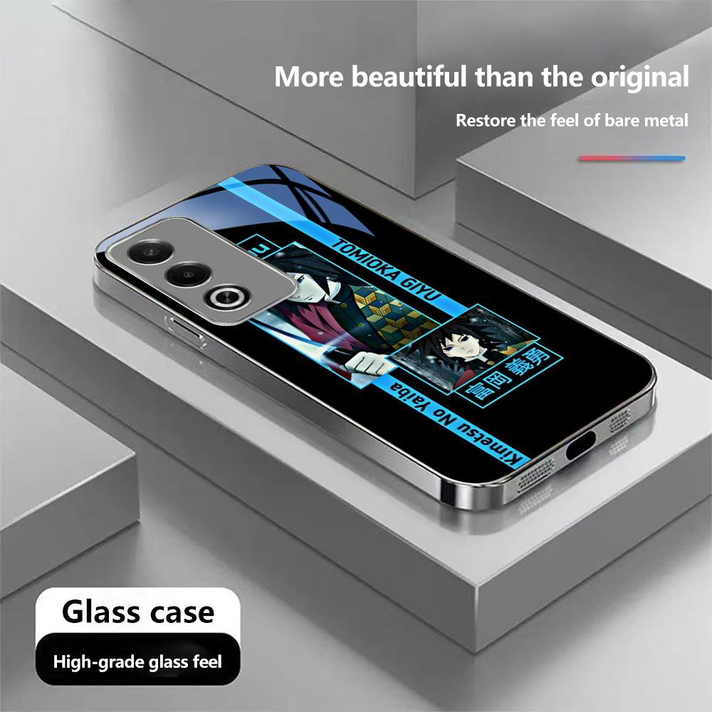 Чехол для телефона N157 Demon Slayer для iPhone 16 15 Pro Max Samsung S24 S23 Ultra A54 A35 A25 Xiaomi Redmi Note 13 12 Pro с покрытием из закаленного стекла