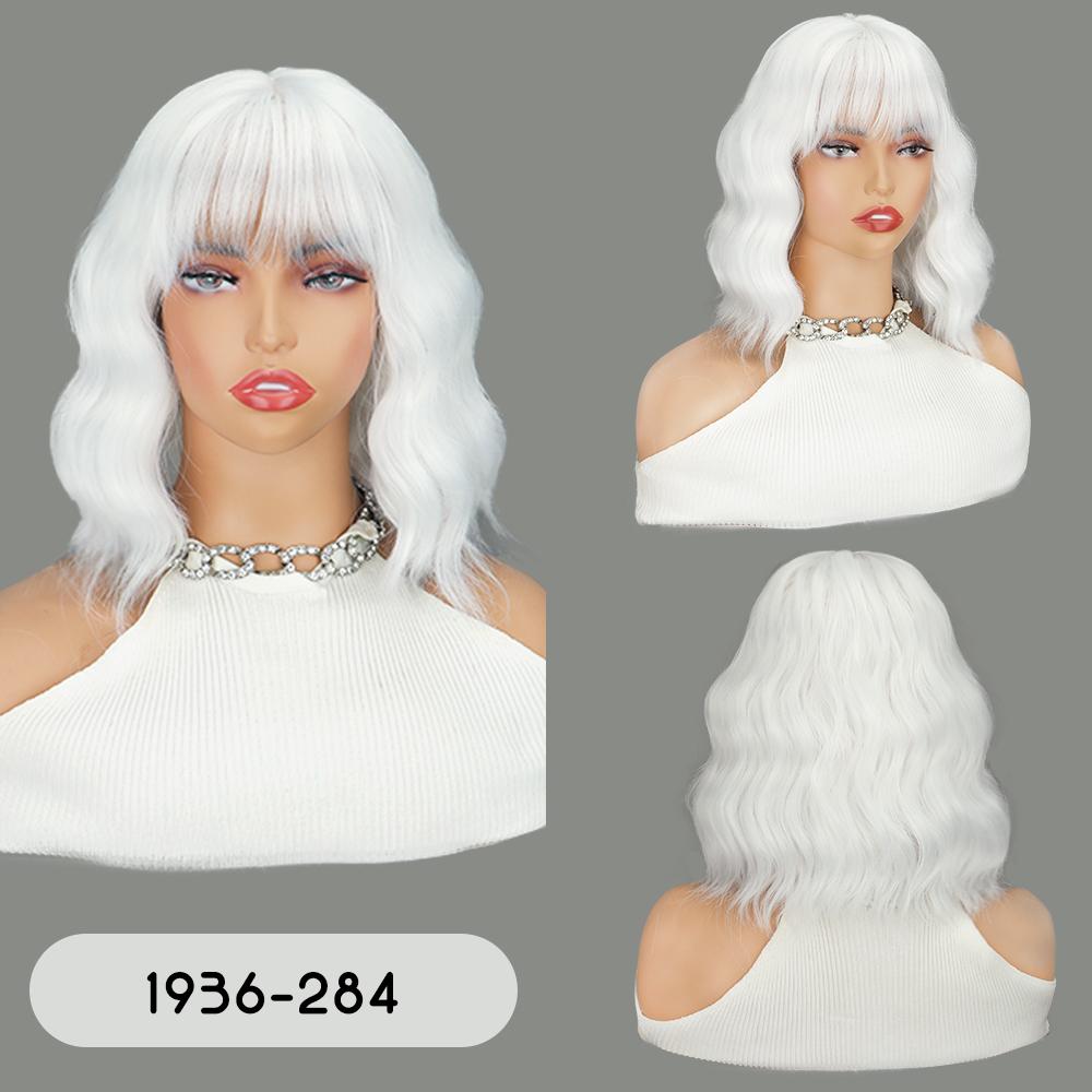 XINRAN Синтетический парик длиной до плеч с челкой, короткий волнистый кудрявый термостойкий парик из волокна для женщин, повседневное использование на вечеринках