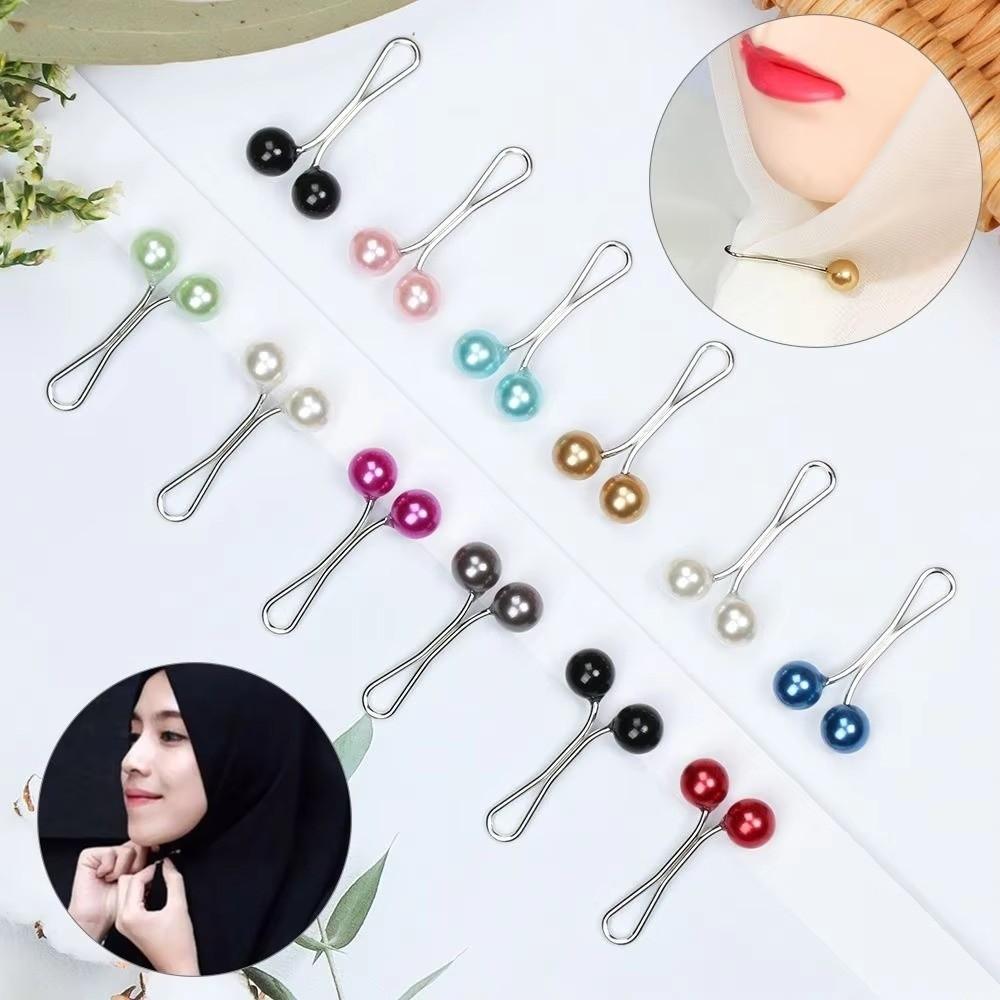 U-Shaped Pearl Brooch Anti Slip Adjustable Collar Clip Hijab Clips Multi-Purpose Fixed Straps Waist Fastening Pins