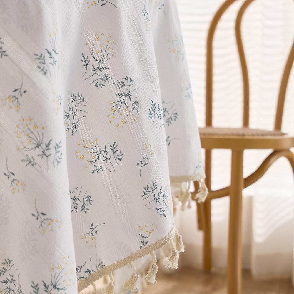 Cotton, Linen, Tassels, Tablecloth, Pastoral Floral Photo Decoration, Background Cloth, Dining Table Cloth, Coffee Table Cover, Cloth