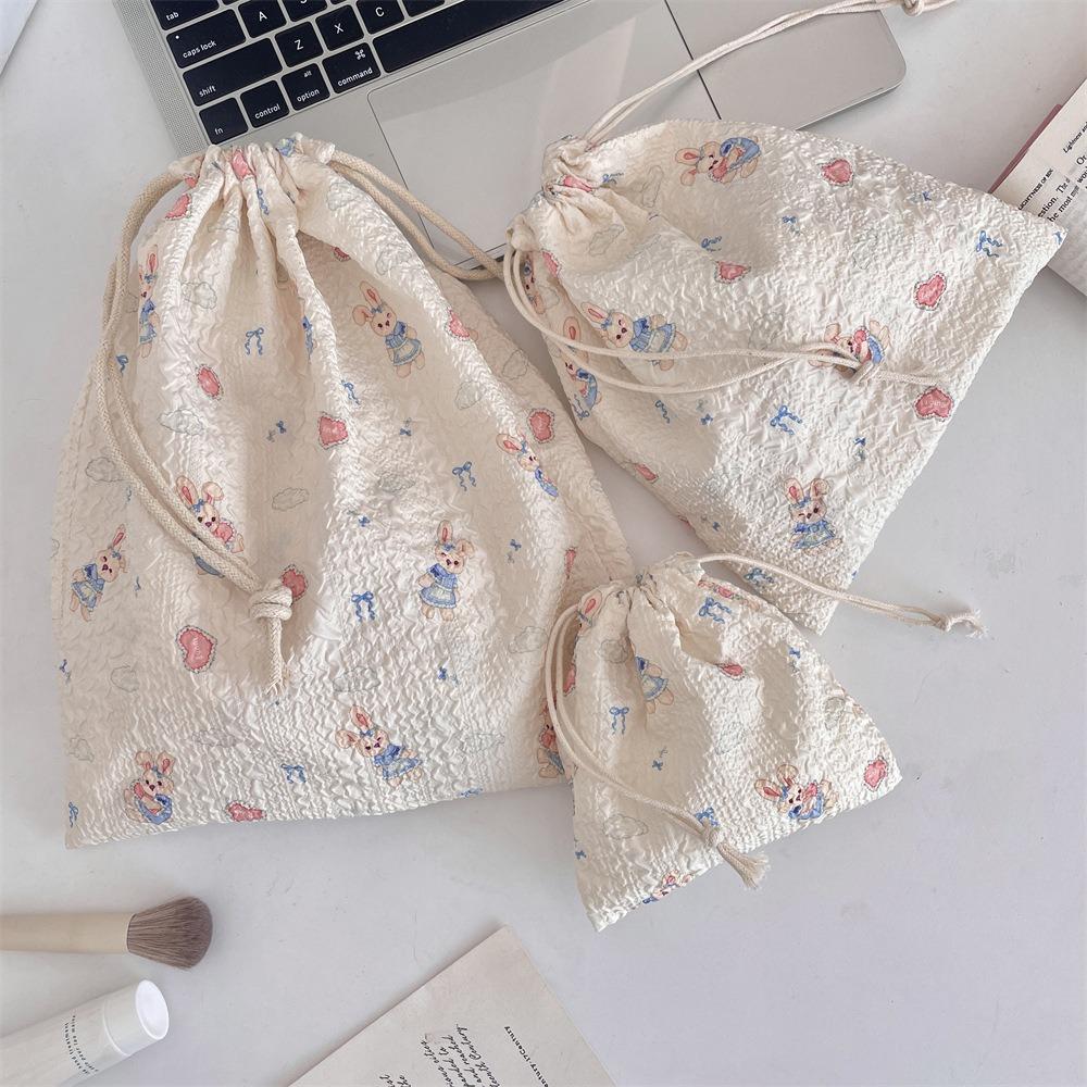 3Pcs/set Printing Drawstring Storage Bag Large Capacity Small Item Pouch  Women