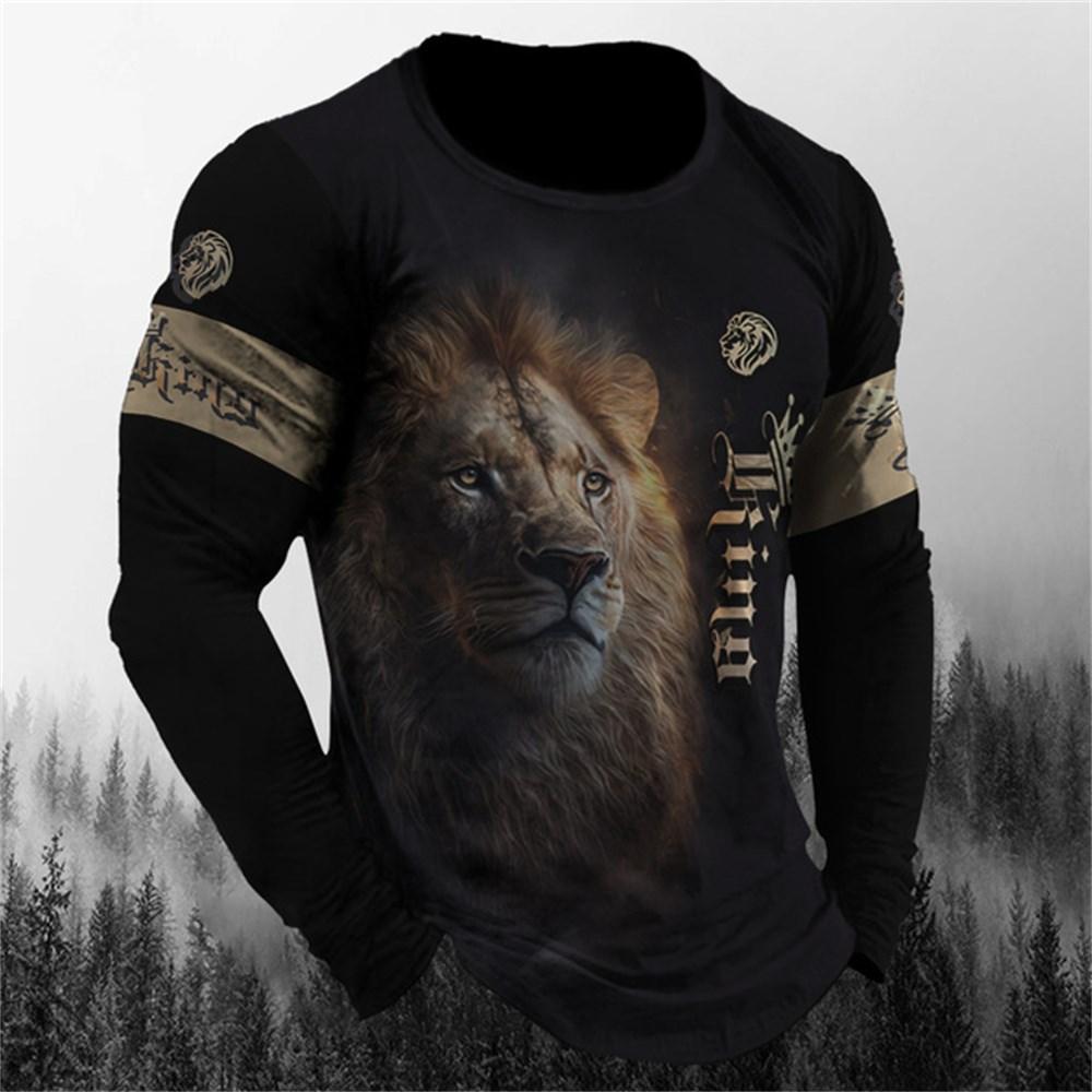 Retro Men's Long Sleeve T-shirt Animal Print Shirt Animal Pattern Clothing Street Apparel Sleeve