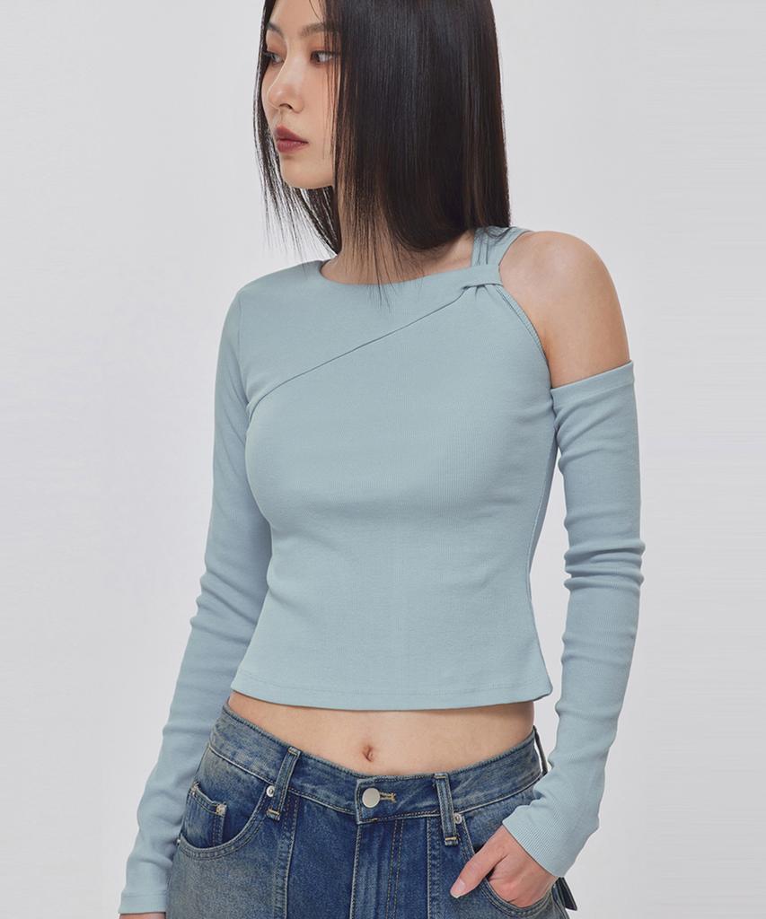 TOPGIRL Топ с вырезами на плечах и кручеными деталями_T326Tp122