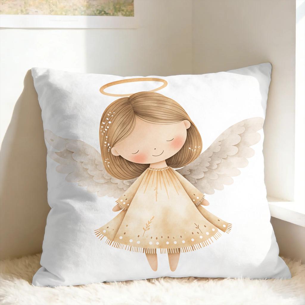 Pillow Cover Watercolor Cute Angel Girls Novelty Pillow Case For Sofa Home Decoration Pillowcases