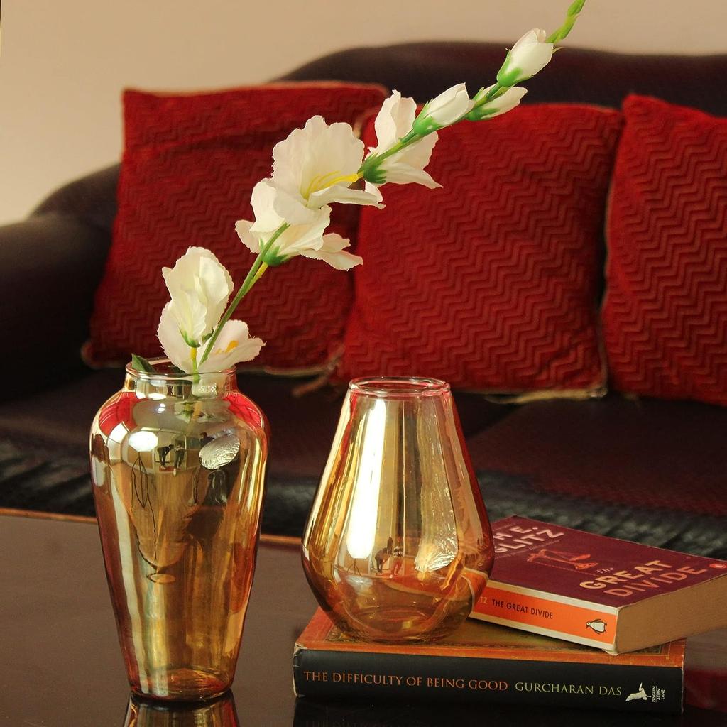 Набор из 2 декоративных стеклянных ваз для домашнего декора цветов (Цветы не включены)