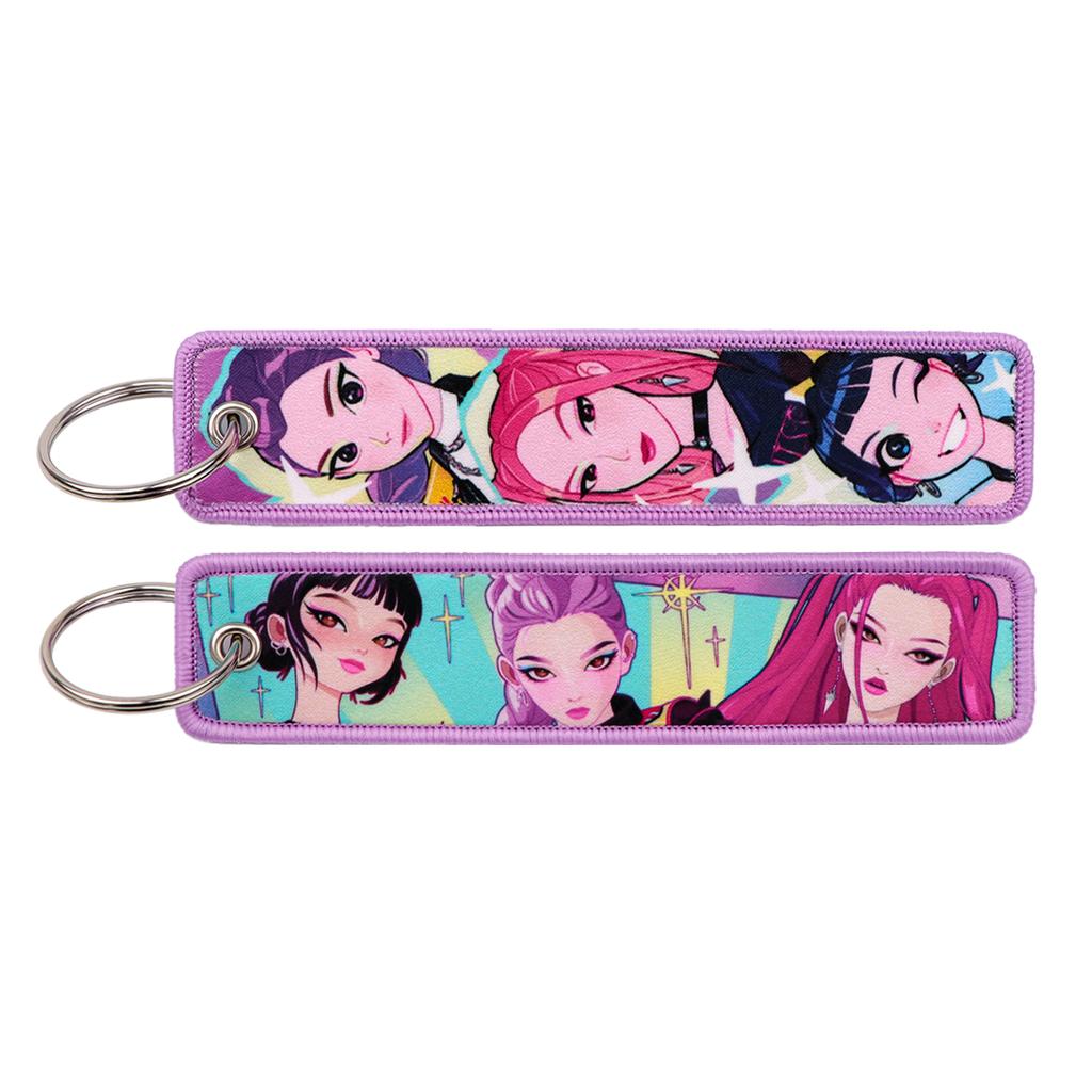 Cool Anime Girls Printing Key Chain for Motorcycles and Cars Key Fobs Holder Key Tag Key Ring Backpack Accessories