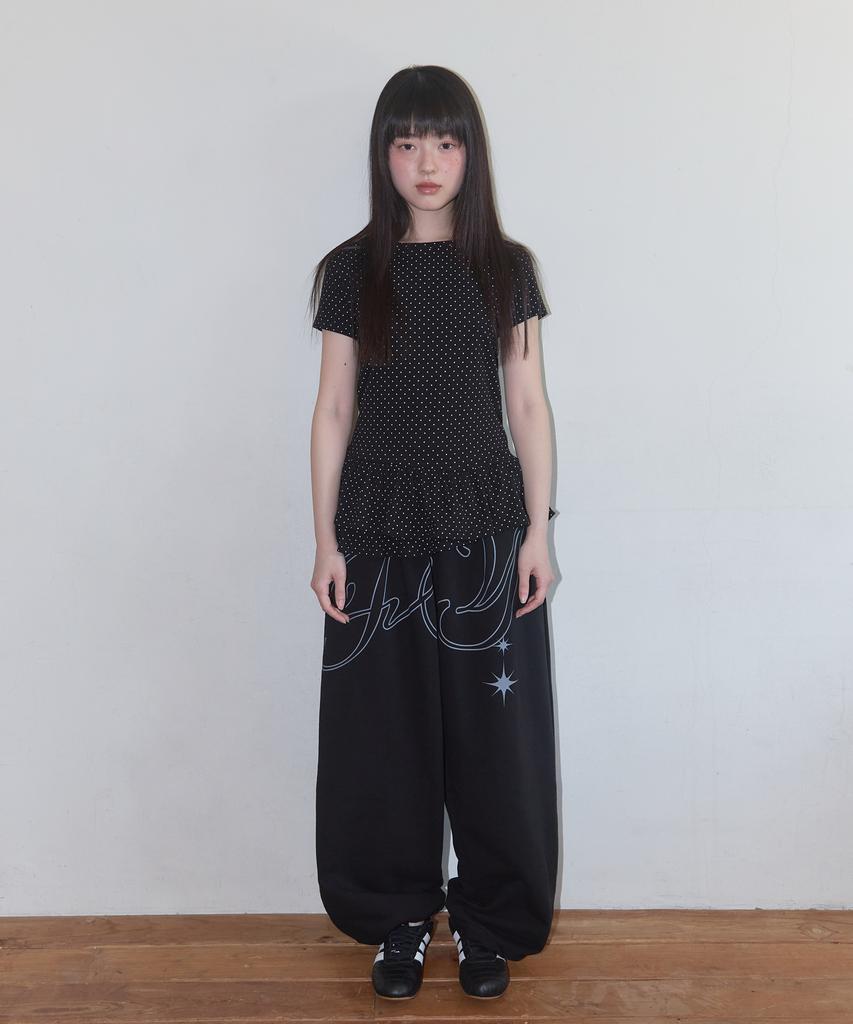 FANCY CLUB Frill Layered Dot Tee (Black) F25Qb128