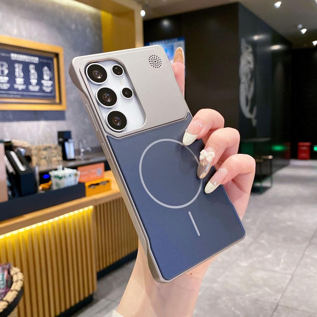 Suitable for Samsung S23ULTRA Aromatherapy AG Matte Frameless Mobile Phone Case S25 S24U Thin Circle Magnetic Suction Protective Case