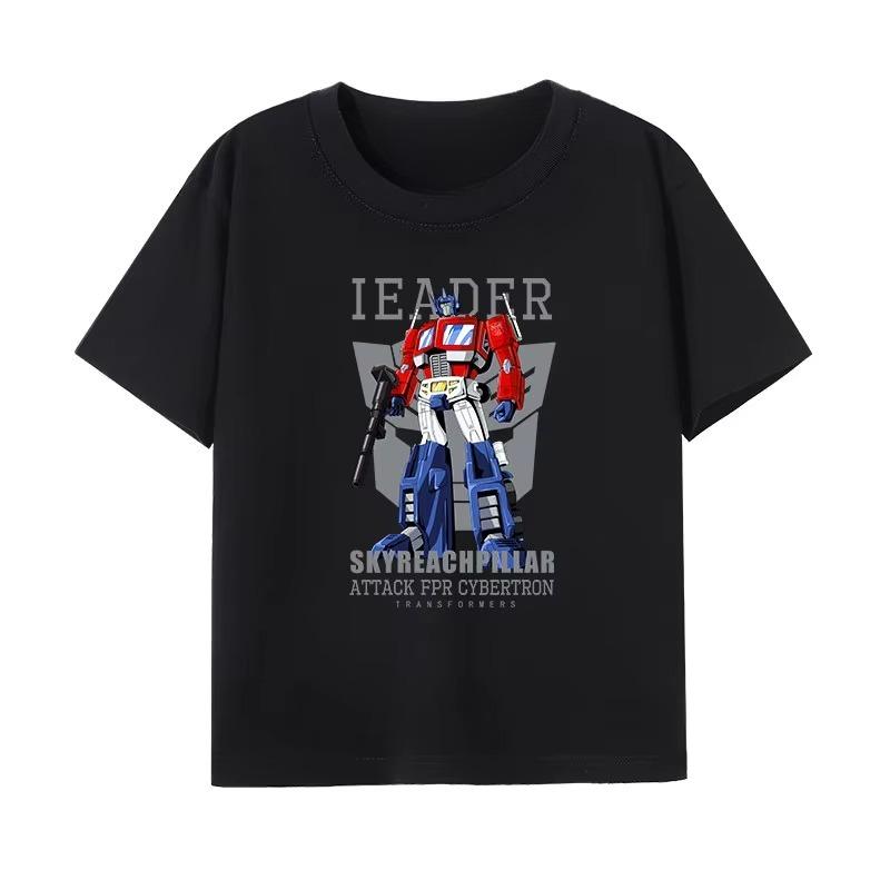 2026 Cotton Breathable Childrens Tshirt Transformers Cartoon Printed Fashion Parent Child Wear Mens and Womens Short Sleeves
