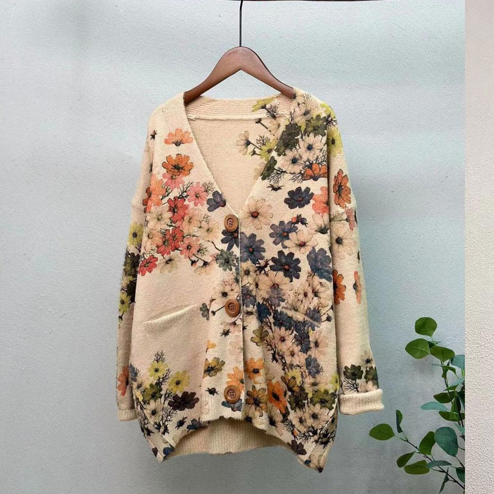 Новые осенние свитера больших размеров, кардиганы, большие размеры, женские узоры, цветочные мультяшные принты, свитера, вязаные свободные свитера