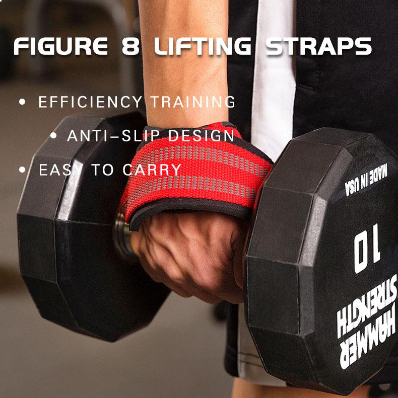MKAS Custom Logo Weight Lifting Training Figure 8 Straps Gym Wrist Support Gym Wrist Straps Powerlifting Cotton Strap