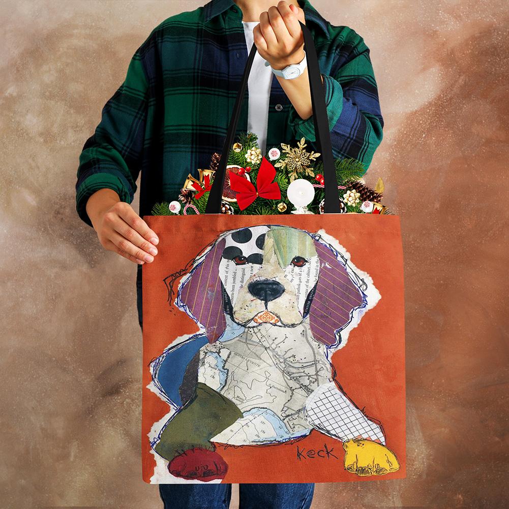 Эксклюзивные сумки-шопперы с принтом масляной живописи собаки, для продуктов, с принтом папильона, мопса, ретривера, женская сумка через плечо, большая вместимость KTY