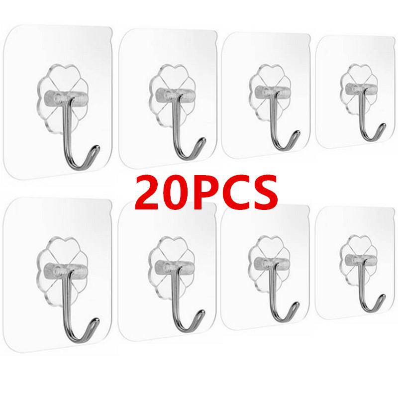 1/10/20/50/100 шт. Самоклеящиеся крючки Настенные крючки Прозрачные Многоцелевые крючки Крючок для ключей/полотенца на дверь/стену Для ванной комнаты кухни