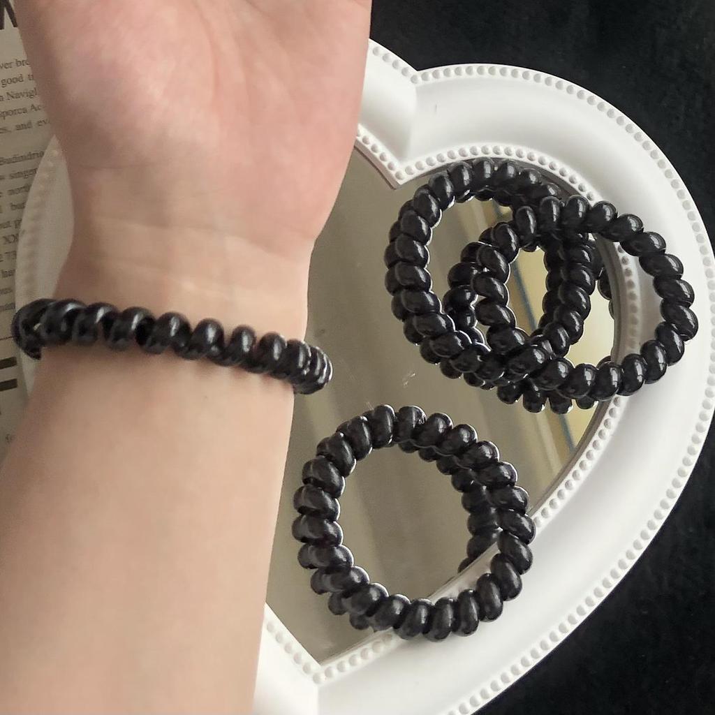 Черная Минималистичная Резинка для Волос из Телефонного Шнура - Толстая Резинка-Скранчи для Хвоста для Девочек