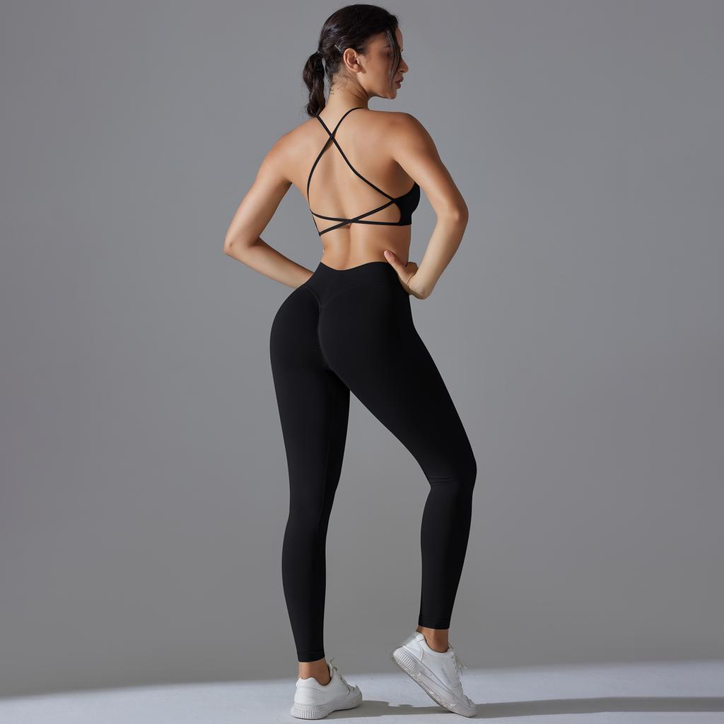 Seamless Yoga Outfit Auroth Women Sportsweat Back Cross Bra High Waist Gym Running Leggings Fitness Set