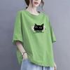 Cotton Short Sleeve T-shirt Women Loose Fashion Medium Sleeve Tops Summer Vintage T-Shirt