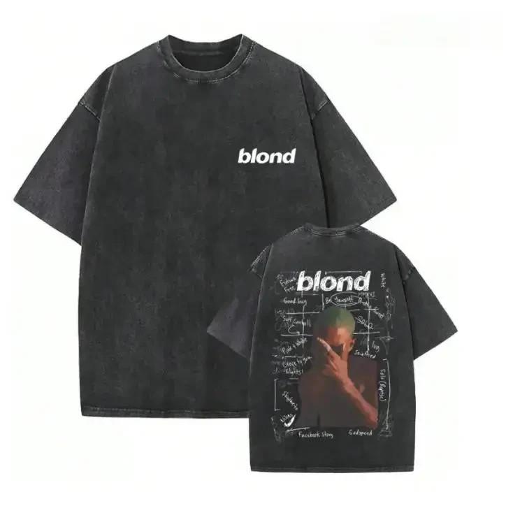 Menswear Short-Sleeve Round Neck Oversized Retro Washed T-Shirt - Double-Sided