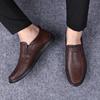 Мужские кожаные туфли-лодочки повседневные мокасины на плоской подошве мужские мокасины для вождения туфли без застежек дышащие мокасины ручного шитья мужские размеры 37-46