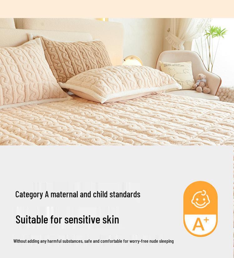 Зимний утолщенный наматрасник из тафты и бархата - Мягкое молочное бархатное постельное белье для общежития, односпальный или двуспальный