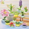 HUIQIBAO MOC Flower Succulents Building Blocks Everlasting Flowerpot Bonsai Gardens Romantic Bricks DIY Potted Plants Model Kids