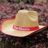 Men Outdoor Sun-Proof Straw Hat Sun-Proof Outdoor Summer Seaside Beach Western Denim Men Sun Hat Fishing