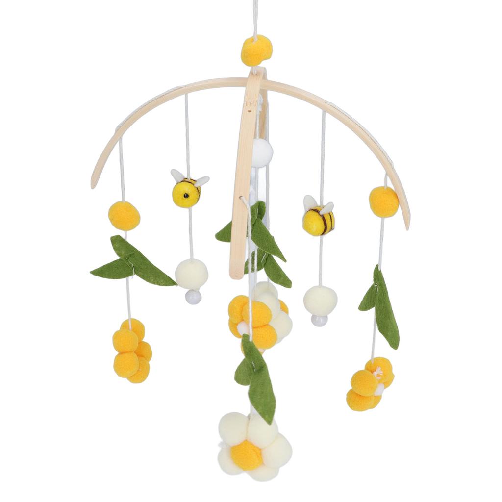 Bee Flower Crib Mobile Green Leaves Nursery Decoration Infant Bedroom Hanging Toy for Bassinet