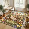Easter Bunny Theme Crystal Velvet Rug Personalized Custom Name Text Soft Floor Mat Home Decor