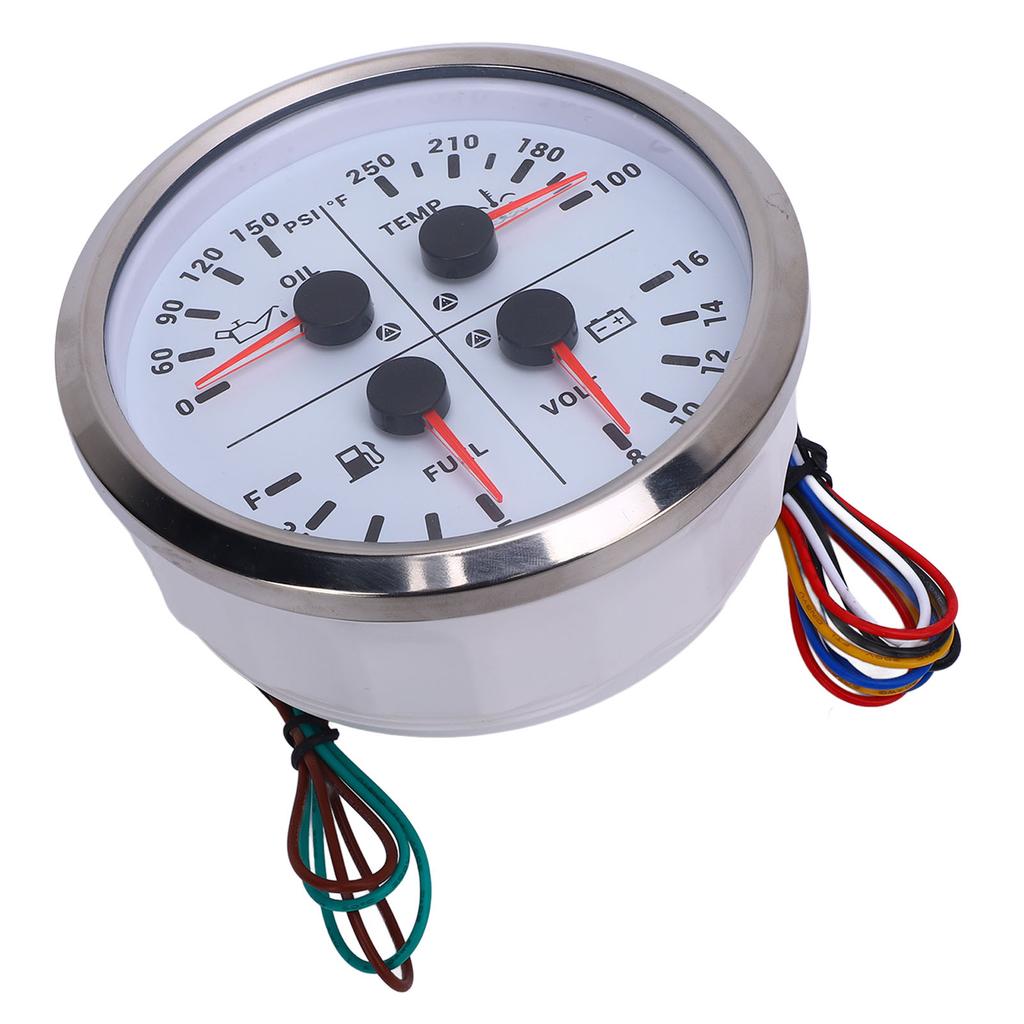 110mm 4 3 8in 4 in 1 Multifunction Gauge DC 12V 0 150PSI Oil Pressure Fuel Level 100 250 Fahrenheit Water Temp 8 16V
