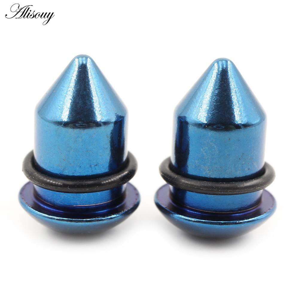 Alisouy 2PCS нержавеющая сталь шип конус ушные калибры конические заглушки туннельный расширитель растяжитель серьги пирсинг украшения для тела