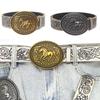 Vintage Horse Pattern Buckle Waist Belt Western Cowboy Cowgirl Floral Engraved PU Faux Leather Waistband for Women Jeans