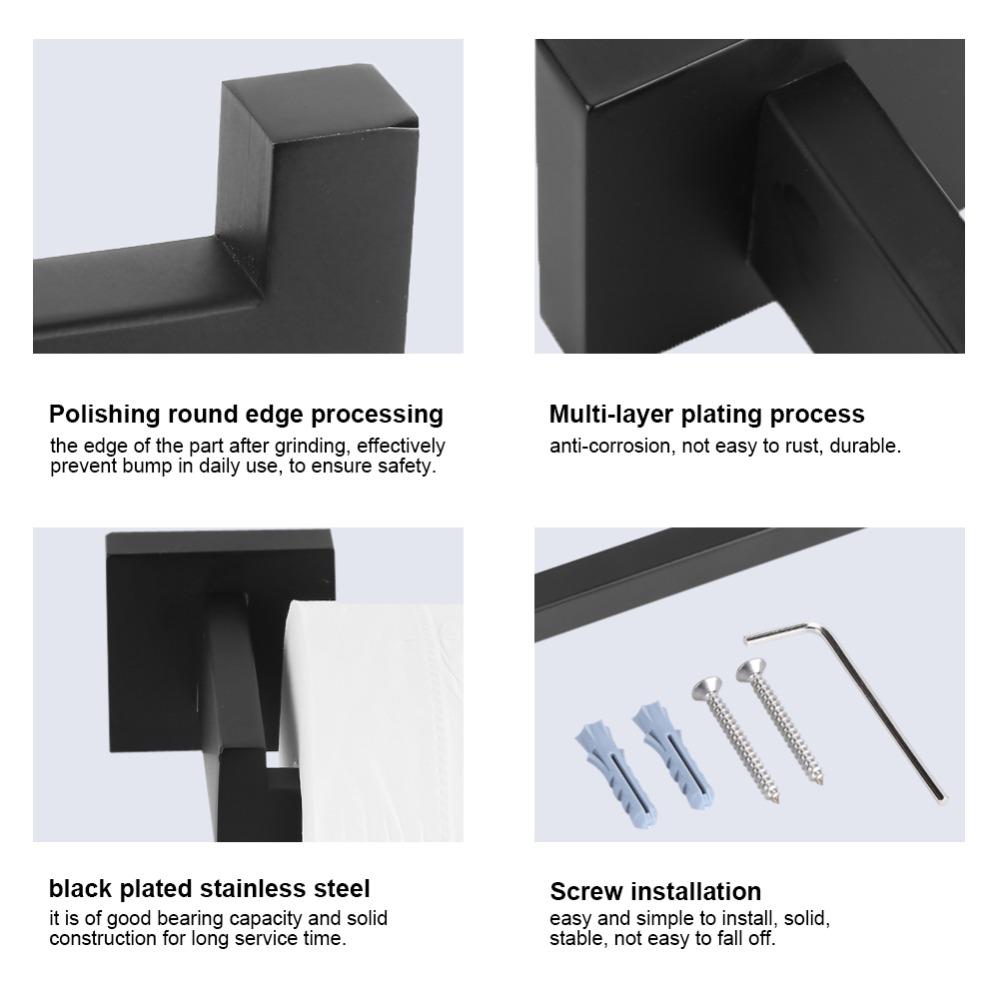 Black Toilet Roll Holder Shelf Toilet Tissue Dispenser  Bathroom Kitchen Laundry Room
